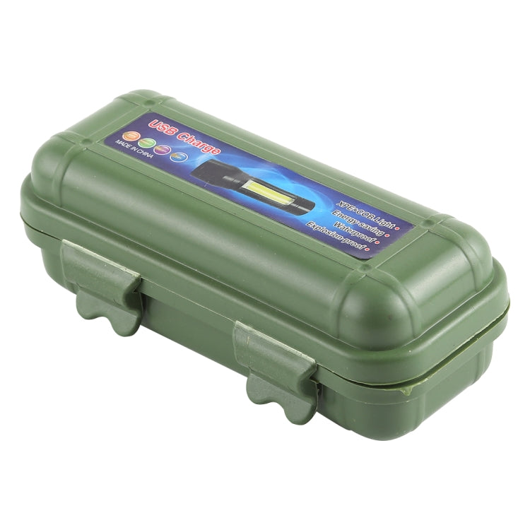 A1 USB Charging Waterproof Fixed Focus XPE + COB Flashlight with 3-Modes & Storage Box, A1
