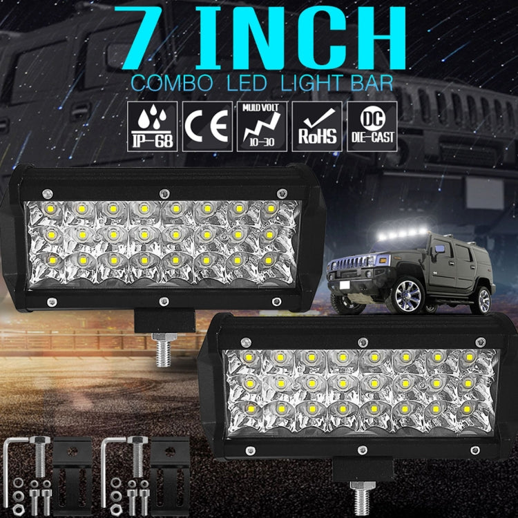 7 inch 18W 1800LM 3 Row LED Strip Light Working Refit Off-road Vehicle Lamp Roof Strip Light, 7 inch 72W