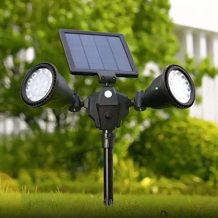 Solar Powered Robot LED Spotlight Double-headed Smart Sensor Light for Outdoor Lawn