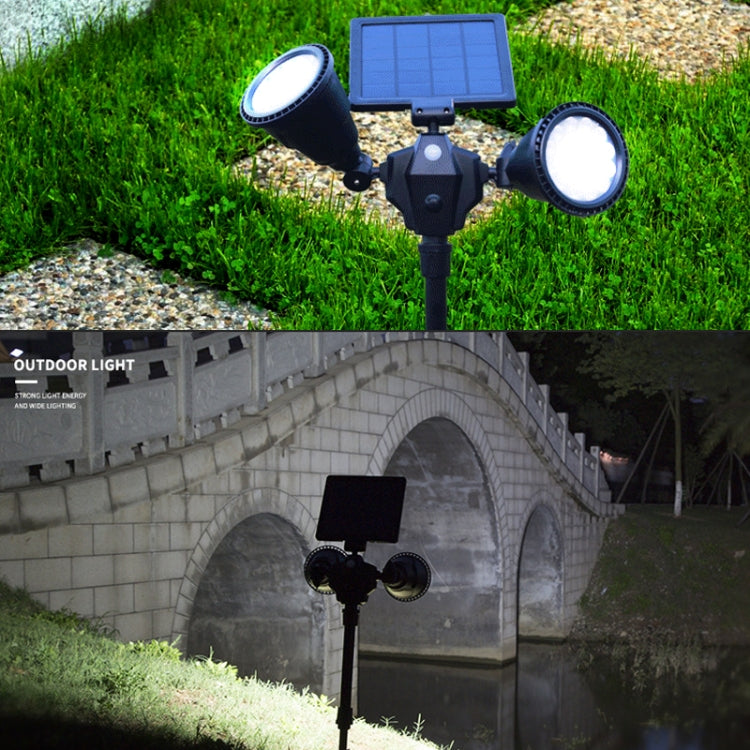 Solar Powered Robot LED Spotlight Double-headed Smart Sensor Light for Outdoor Lawn