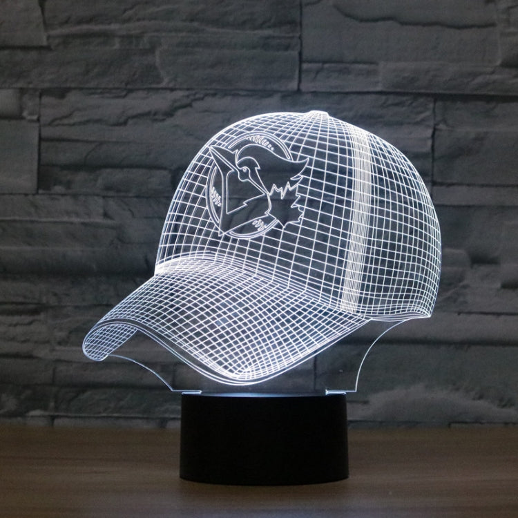 Baseball Cap Shape 3D Colorful LED Vision Light Table Lamp, 16 Colors Remote Control Version, 16 Colors Remote Control Version
