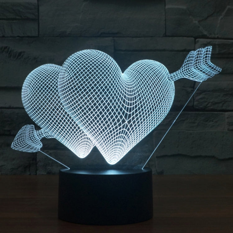 7 Colour Discoloration Creative Visual Stereo Lamp Desk Lamp Night Light, Arrow Through Heart Style