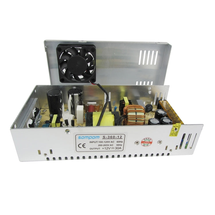 SOMPOM S-360-12 360W 12V 30A Iron Shell Driver LED Light Strip Lighting Monitor Power Supply, 360W 30A