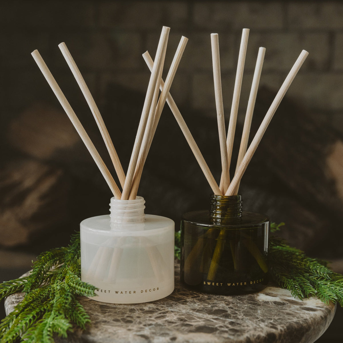 Let It Snow Olive Tinted Glass Jar Reed Diffuser