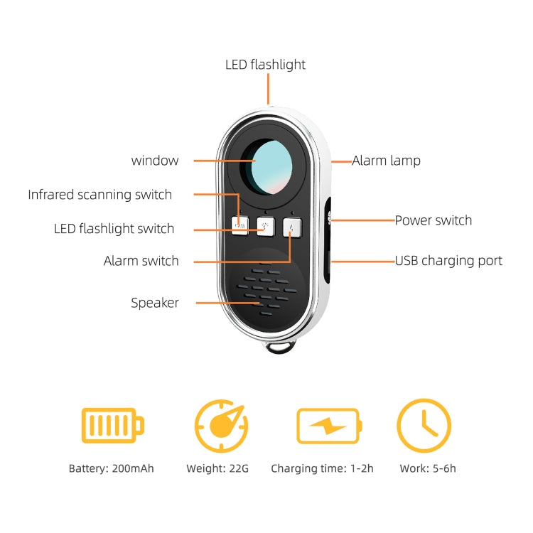 S200 Camera Detector with LED Flashlight (Black)