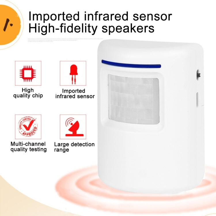 FY-0256 2 in 1 PIR Infrared Sensors (Transmitter + Receiver) Wireless Doorbell Alarm Detector for Home / Office / Shop / Factory, UK Plug