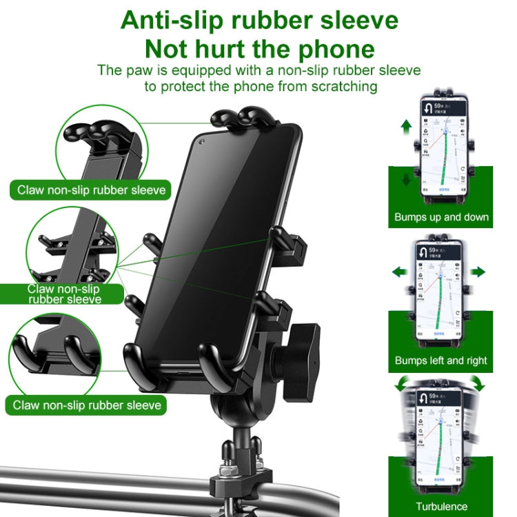 U-shaped Bolt Ball-Head Motorcycle Handlebar Multi-function Eight-jaw Aluminum Phone Navigation Holder Bracket with Anti-theft Knobs, U-shaped Bolt+Anti-theft Knobs