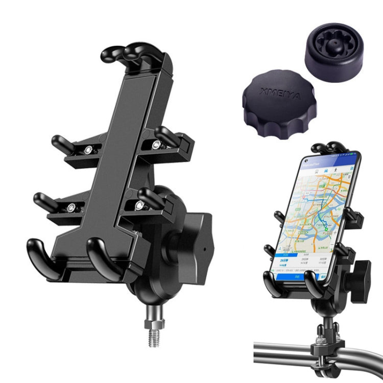 M8 Bolt Ball-Head Motorcycle Multi-function Eight-jaw Aluminum Phone Navigation Bracket with Anti-theft Knobs, M8 Bolt+Anti-theft Knobs