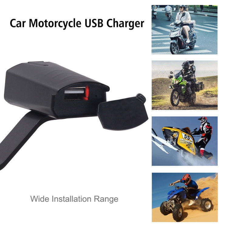 Motorcycle Waterproof DC 8-32V 5V / 1.2A Rearview Mirror USB Phone Charger Adapter, with Indicator Light, 1 USB Port