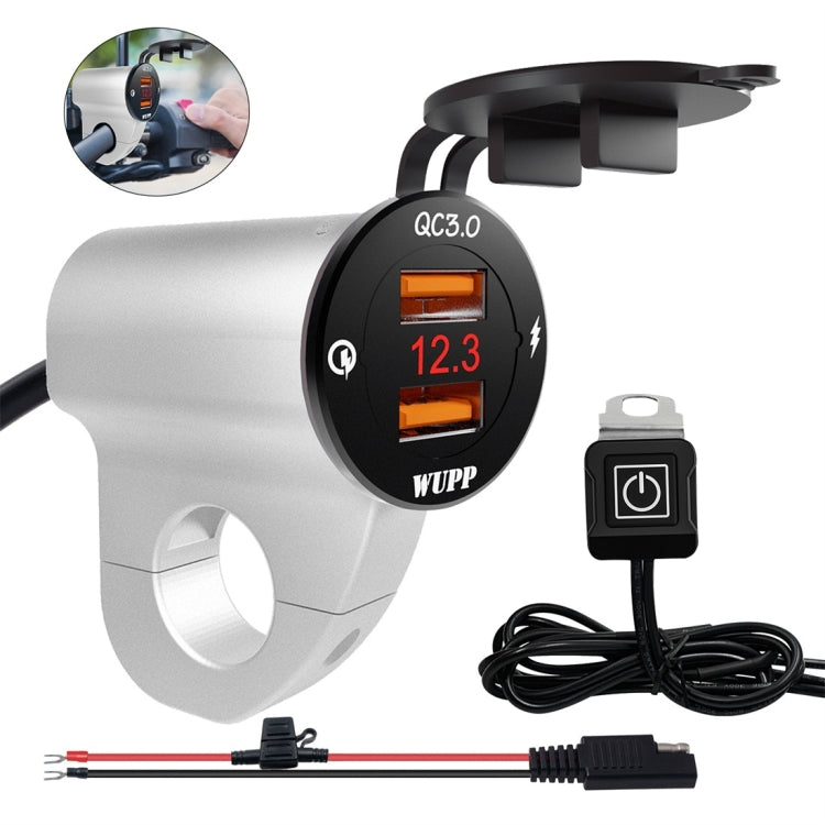 WUPP ZH-975A3 Motorcycle Aluminum Alloy Waterproof Mobile Phone Double QC3.0 Quick Charging Charger with Voltmeter, ZH-975B3, ZH-975A3