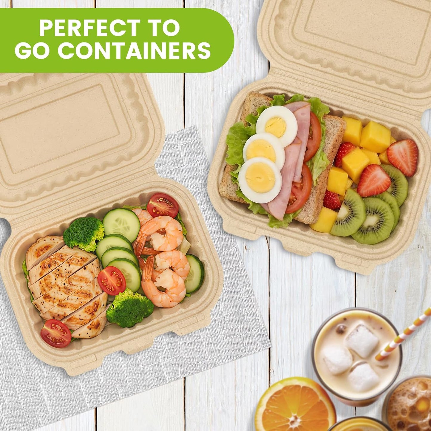 300 Pack 22OZ Cornstarch Clamshell Meal Prep Containers Wholesale