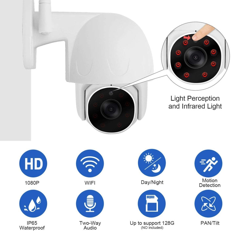 Tuya QX45 1080P Full HD IP65 Waterproof 2.4G Wireless IP Camera, Support Amazon Alexa & Google Home & Motion Detection & Two-way Audio & Night Vision & TF Card, UK Plug