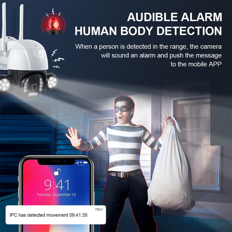 QX55 3.0 Million Pixels IP65 Waterproof 2.4G Wireless IP Camera, Support Motion Detection & Two-way Audio & Night Vision & TF Card, US Plug