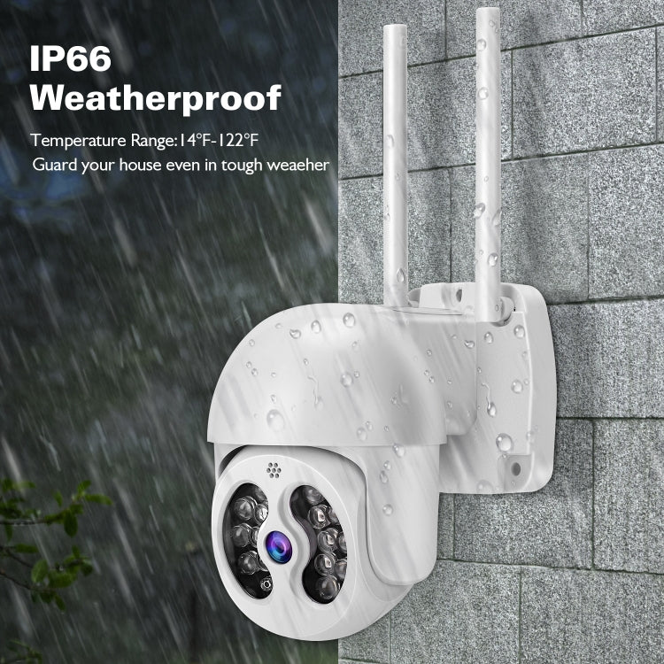 Tuya QX56 3.0 Million Pixels IP66 Waterproof 2.4G Wireless IP Camera, Support Motion Detection & Two-way Audio & Full Color Night Vision & TF Card, EU Plug