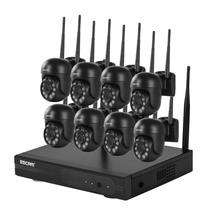 ESCAM WNK618 3.0 Million Pixels 8-channel Wireless Dome Camera HD NVR Security System, Support Motion Detection & Two-way Audio & Full-color Night Vision & TF Card, AU Plug