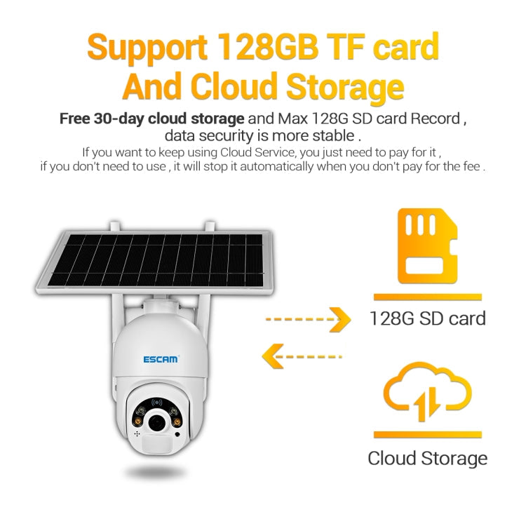 ESCAM QF450 HD 1080P 4G AU Version Solar Powered IP Camera without Memory, Support Two-way Audio & PIR Motion Detection & Night Vision & TF Card