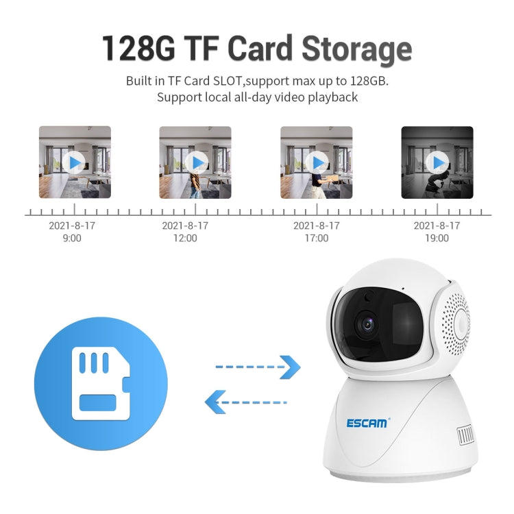 ESCAM PT201 HD 1080P Dual-band WiFi IP Camera, Support Night Vision / Motion Detection / Auto Tracking / TF Card / Two-way Audio, US Plug