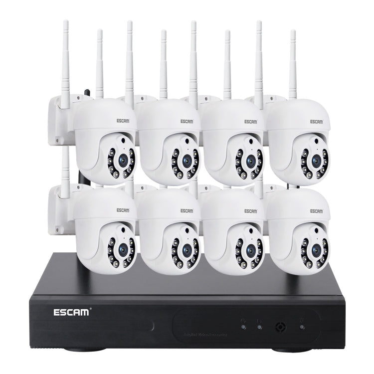 ESCAM WNK718 HD 3.0 Million Pixels 8-channel Wireless + 8IPC Wireless NVR Security System, AU Plug