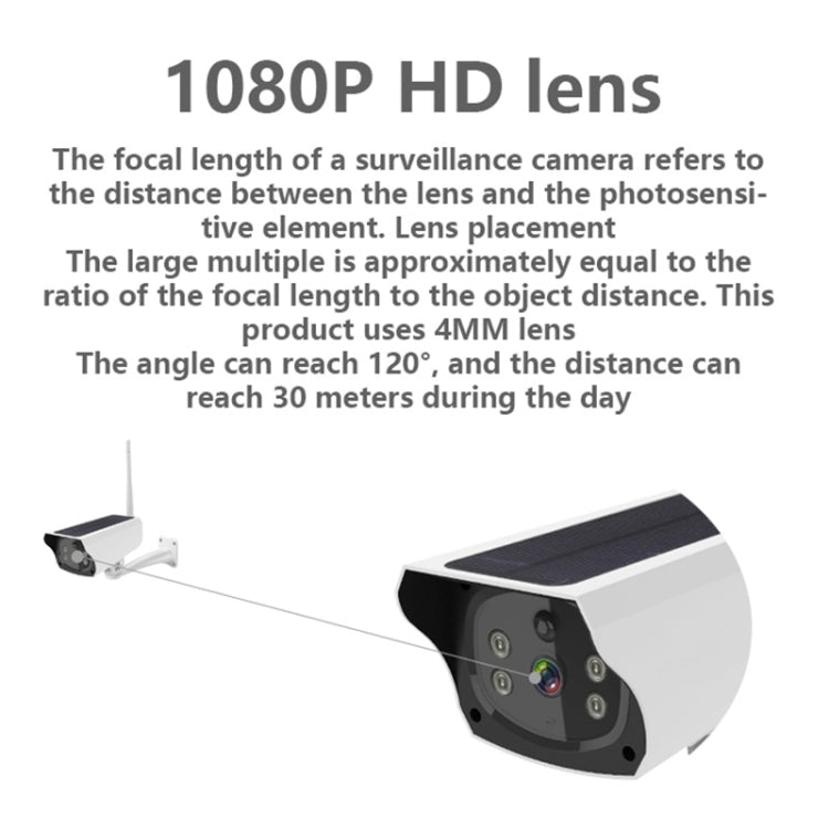 VESAFE Y4P Outdoor HD 1080P Solar Power Security IP Camera, Support Motion Detection & PIR Wake up, IP66 Waterproof(White)