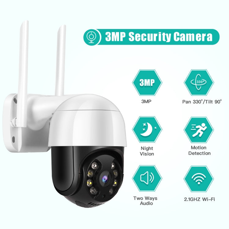 QX29 3.0MP HD WiFi IP Camera, Support Night Vision & Motion Detection & Two Way Audio & TF Card, UK Plug