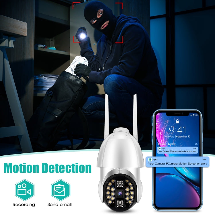 QX33 1080P Panoramic PTZ 360 Degree Rotating WIFI Camera, Support Day and Night Full Color & Two-way Voice Intercom & Motion Detection Alarm & Video Playback & 64GB TF Card, US Plug