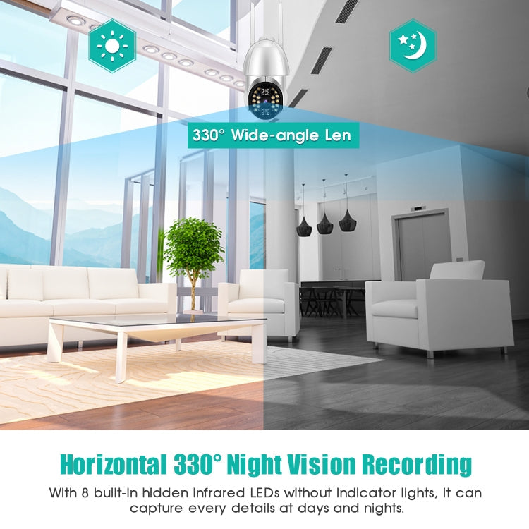 QX33 1080P Panoramic PTZ 360 Degree Rotating WIFI Camera, Support Day and Night Full Color & Two-way Voice Intercom & Motion Detection Alarm & Video Playback & 64GB TF Card, UK Plug