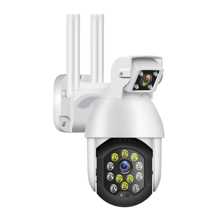 QX41 1080P 2.0MP Dual Lens IP66 Waterproof Panoramic PTZ WIFI Camera, Support Day and Night Full Color & Two-way Voice Intercom & Smart Alarm & Video Playback & 128GB TF Card, UK Plug