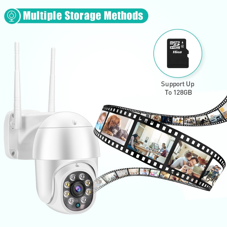 QX43-2 1080P 2.0MP Lens IP66 Waterproof PTZ Rotating WIFI Camera, Support Infrared Night Vision & Two-way Voice Intercom & Motion Detection & 128GB TF Card, US Plug