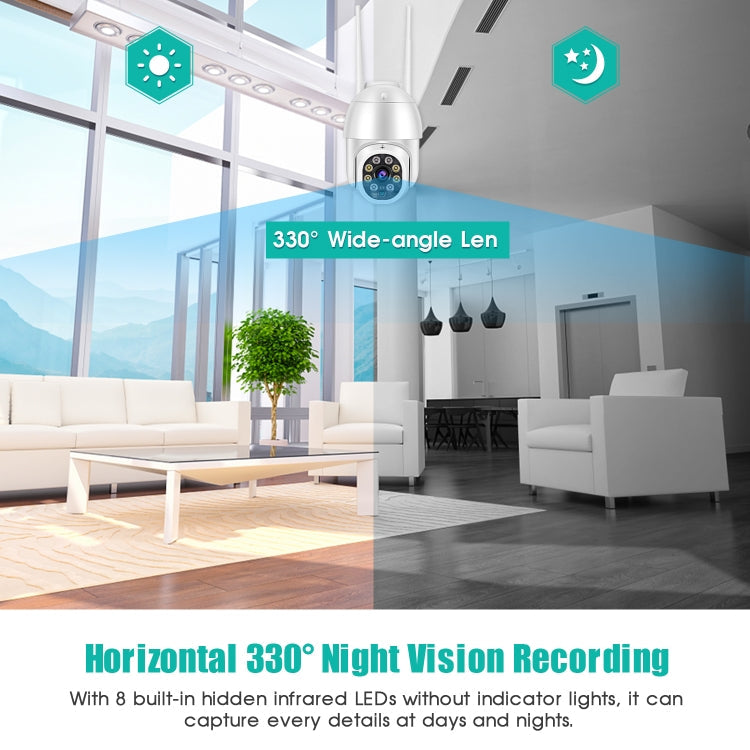 QX43-2 1080P 2.0MP Lens IP66 Waterproof PTZ Rotating WIFI Camera, Support Infrared Night Vision & Two-way Voice Intercom & Motion Detection & 128GB TF Card, EU Plug