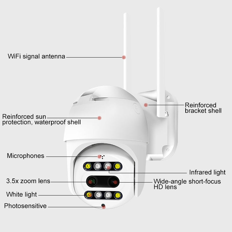 QX48 Pixels 1080P HD Wireless IP Camera, Support Motion Detection & Infrared Night Vision & TF Card(US Plug)