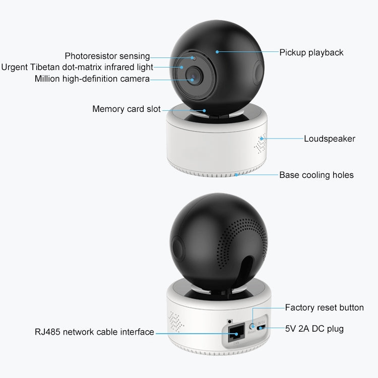 YT46 HD Wireless Indoor Network Shaking Head Camera, Support Motion Detection & Infrared Night Vision & Micro SD Card, US Plug