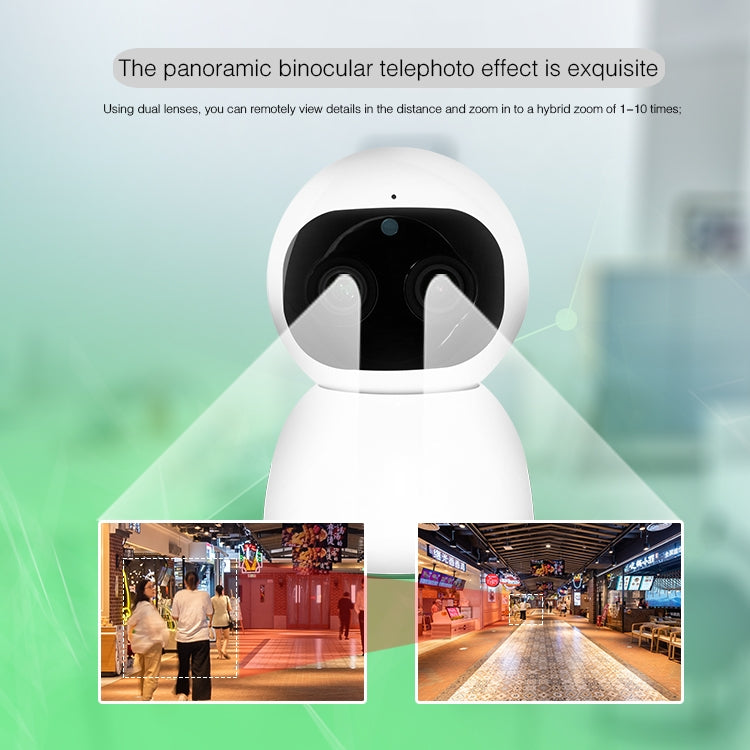 YT48 HD Wireless Indoor Network Shaking Head Binocular Camera, Support Motion Detection & Infrared Night Vision & Micro SD Card, US Plug