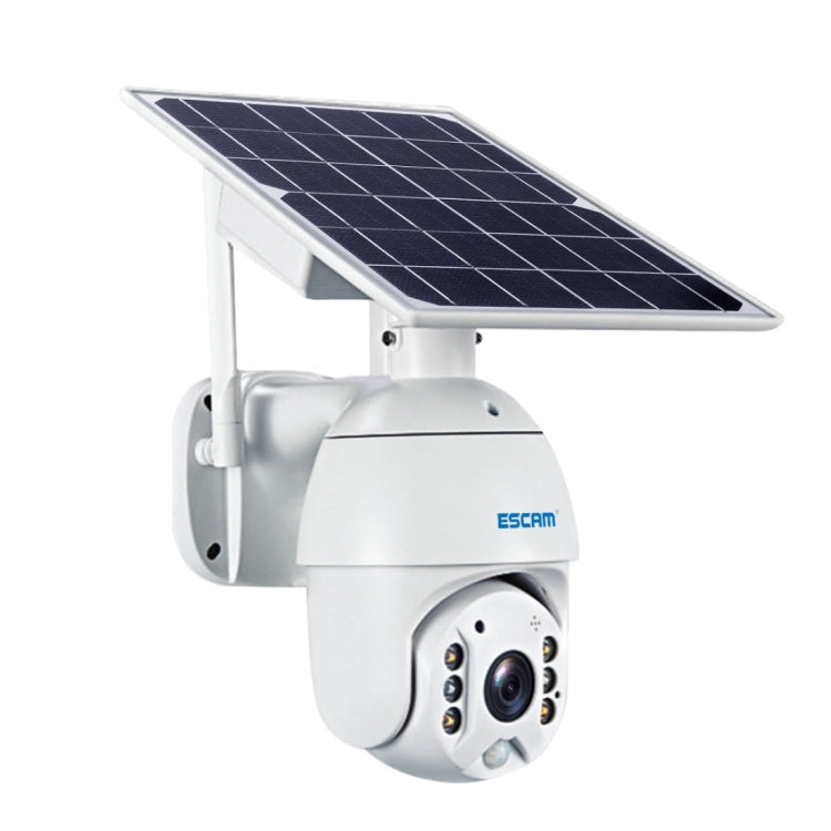 ESCAM QF280 HD 1080P IP66 Waterproof WiFi Solar Panel PT IP Camera with Battery, Support Night Vision / Motion Detection / TF Card / Two Way Audio (White)