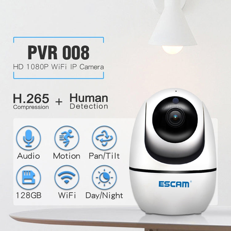 ESCAM PVR008 HD 1080P WiFi IP Camera, Support Motion Detection / Night Vision, IR Distance: 10m, EU Plug