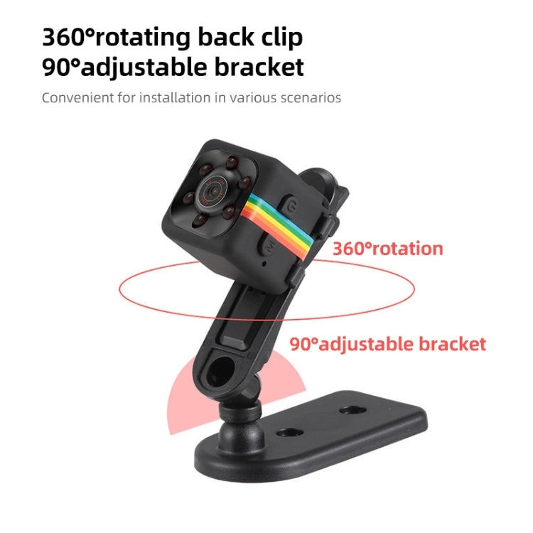 SQ11 Mini DV HD 480P 6 LEDs Sport Recorder Camera with Holder, Support Monitor Detection & IR Night Vision & TF Card (Black)