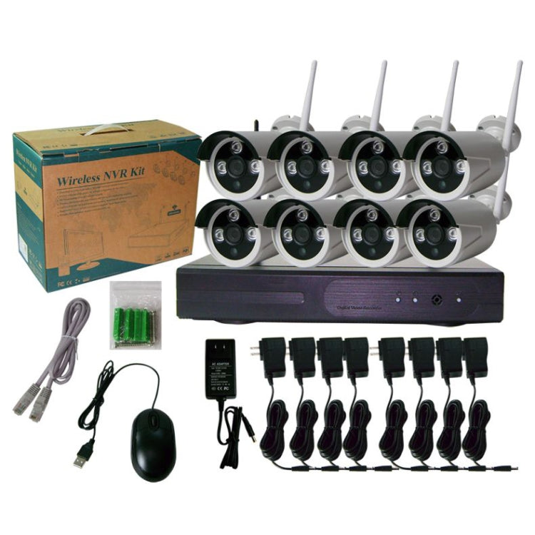 K9608W-PE2013W 8CH HD 960P 1.3 Mega Pixel 2.4GHz WiFi IP Bullet Camera + NVR Kit