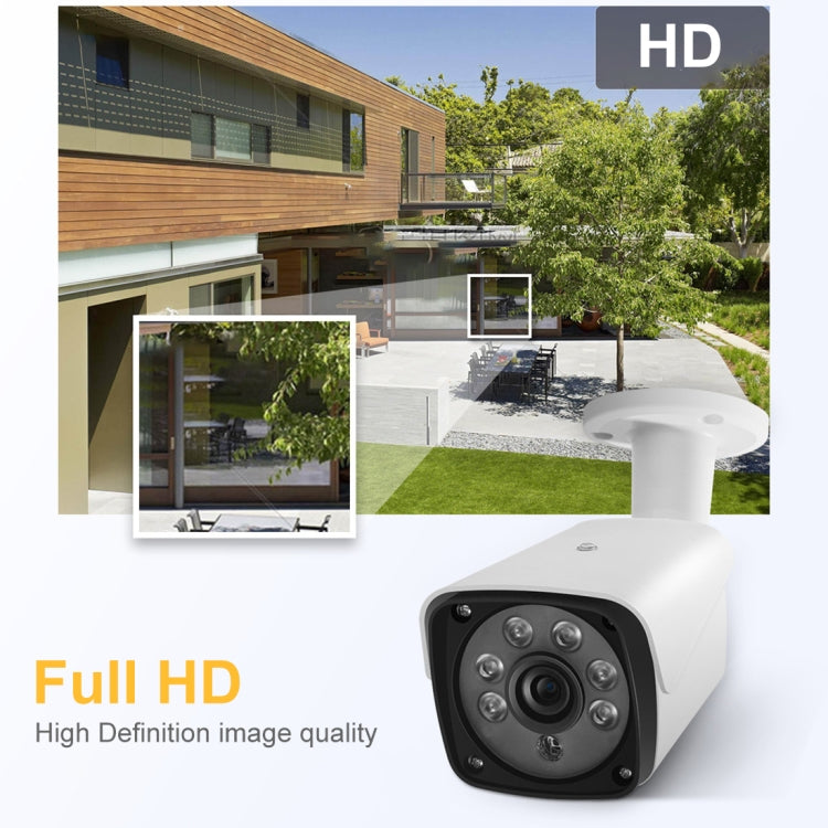 633H2 / A 1080P 3.6mm Lens CCTV DVR Surveillance System IP66 Weatherproof Indoor Security Bullet Camera with 6 LED Array, Support Night Vision(White)