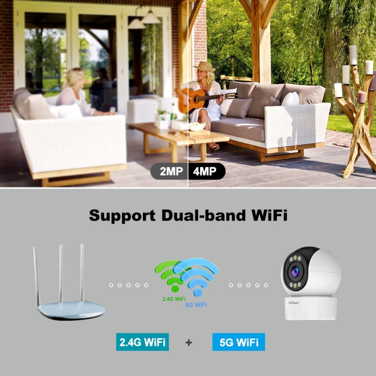 SriHome SH046 4.0 Million Pixels FHD Low Power Consumption Wireless Home Security Camera System (UK Plug)