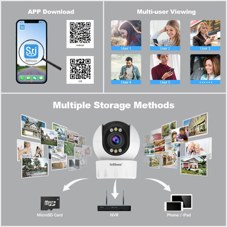 SriHome SH046 4.0 Million Pixels FHD Low Power Consumption Wireless Home Security Camera System (US Plug)