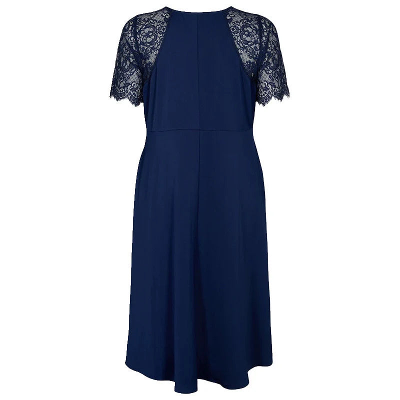 Lace Stitching Midi Trailing Dress Evening Gown