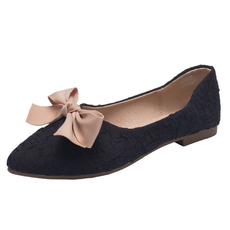 belt bow Single shoes pregnant woman Flat bottom 2021 new pattern Lazy man Shallow mouth soft sole Sharp point  Ladle shoes Versatile shoes