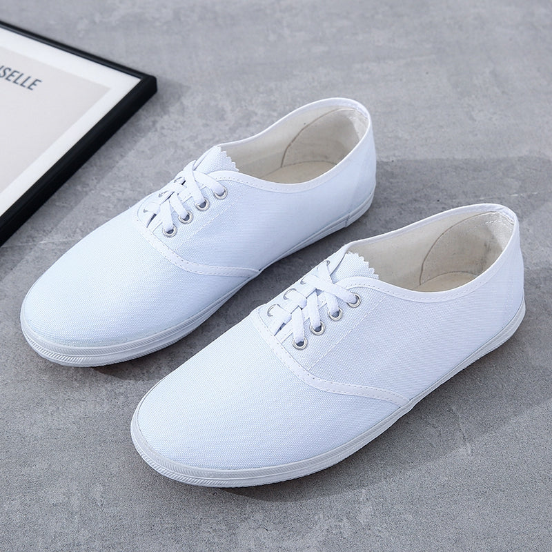 Little white shoes men and women canvas shoe Artistic Gymnastics dance Performance shoes White ball shoes morning exercises Martial arts shoes nurse work White cloth shoes