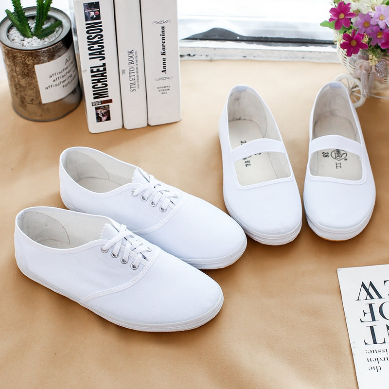 Little white shoes men and women canvas shoe Artistic Gymnastics dance Performance shoes White ball shoes morning exercises Martial arts shoes nurse work White cloth shoes
