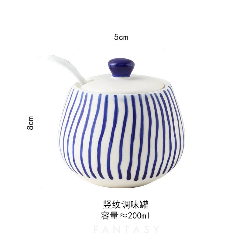 Hand Painted Underglaze Seasoning Containers