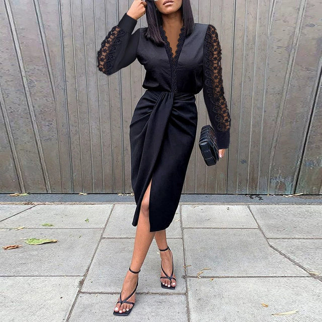 Elegant Open Sleeve Formal Dress