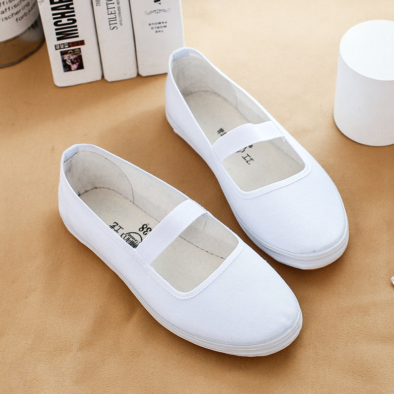 Little white shoes men and women canvas shoe Artistic Gymnastics dance Performance shoes White ball shoes morning exercises Martial arts shoes nurse work White cloth shoes