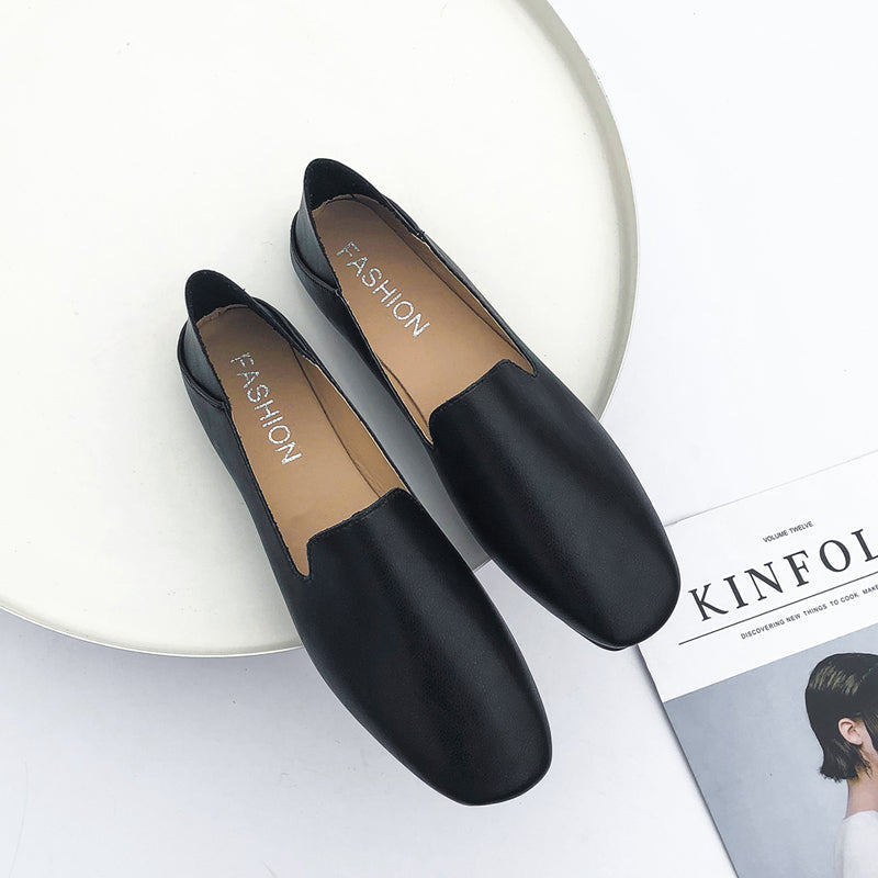 2021 new pattern Doug shoes female Korean version Two wear Versatile fairy Flat bottom Square head Single shoes Ladle shoes Academic atmosphere Lazy shoes