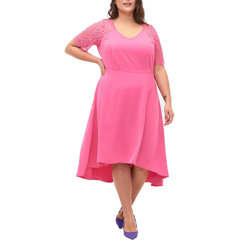 Lace Stitching Midi Trailing Dress Evening Gown
