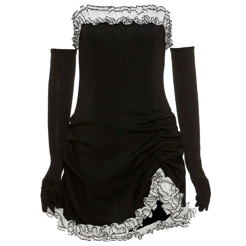 Pleated Millennium Tube Top Dress with Matching Gloves