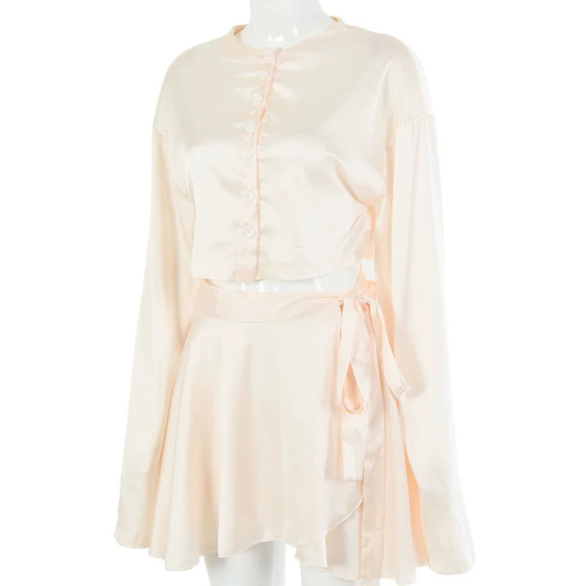 Two Piece Set Mini Satin Dress